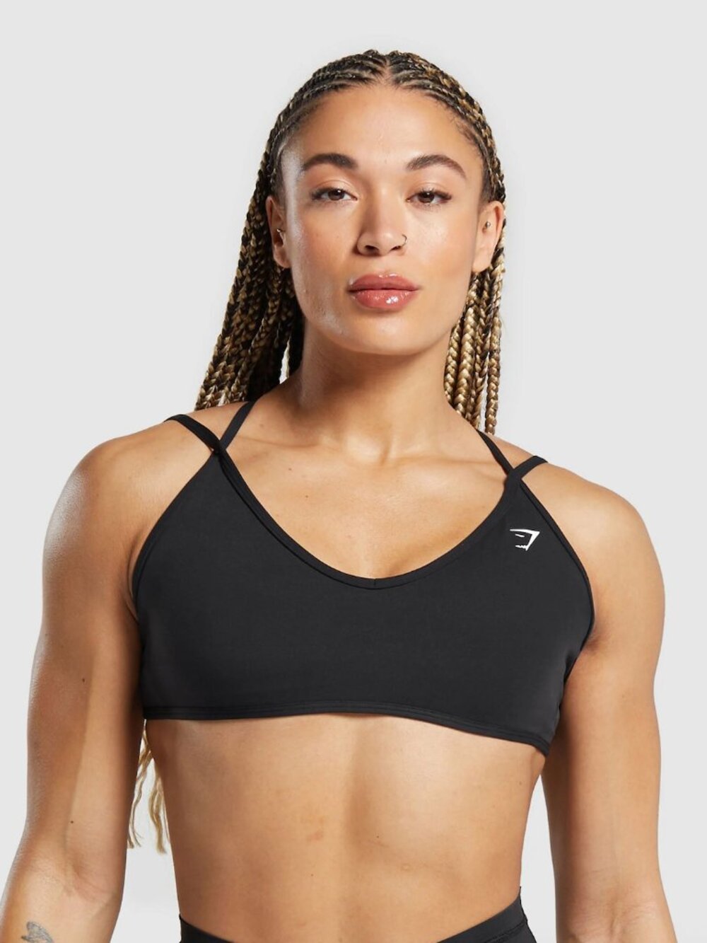 GYMSHARK Back Gains Sports Bra Black Size S